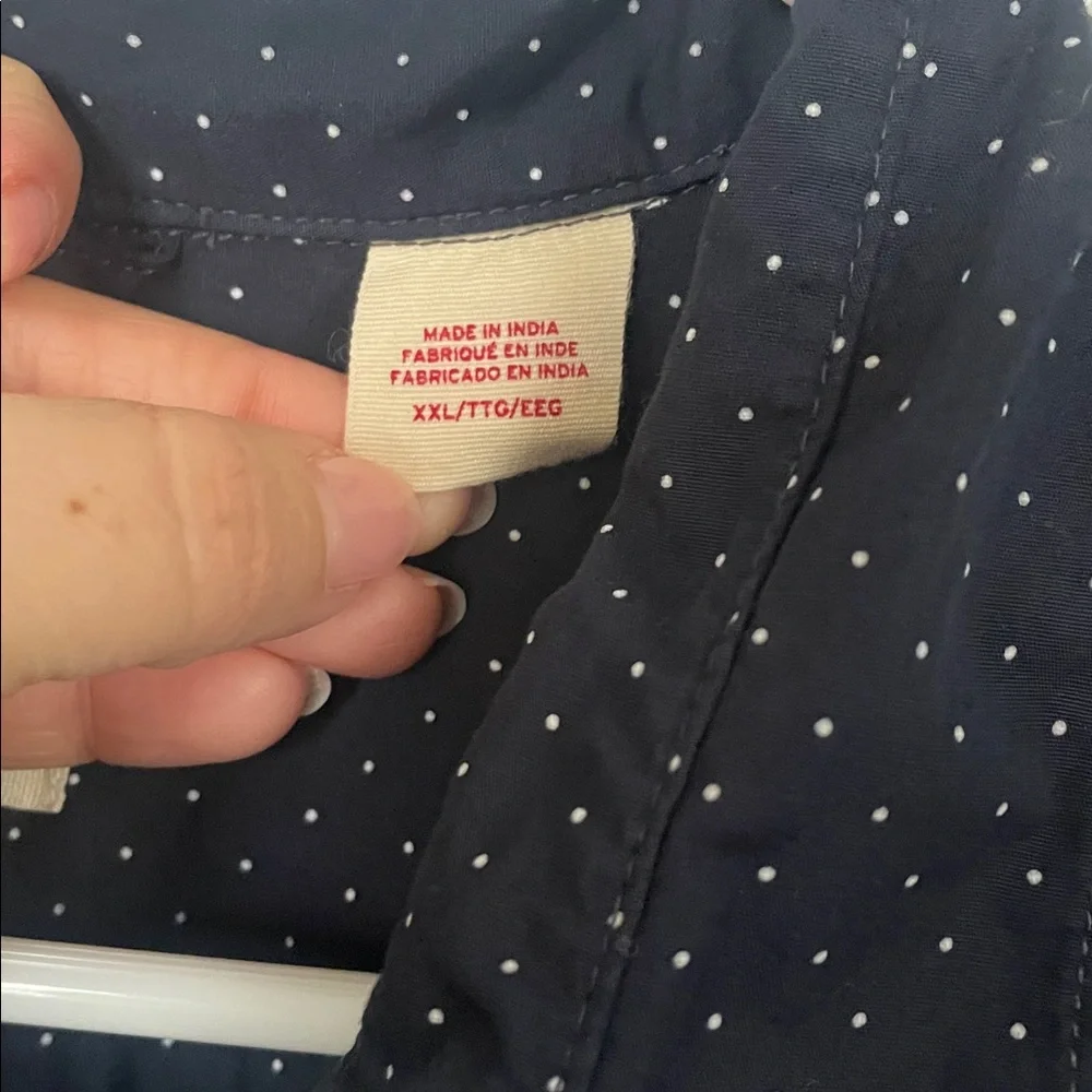 Levi's Men’s XXL 100% Cotton Dark Blue‎ White Polka Dot Long Sleeve Button Down